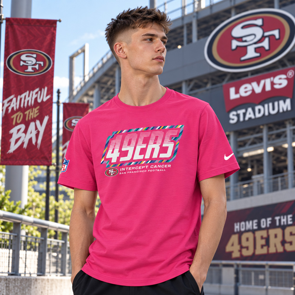 San Francisco 49ers 2026 Crucial Catch Graphic Pink Shirt for Football Fans 4 San Francisco 49ers 2026 Crucial Catch Graphic Pink Shirt for Football Fans - Image 4