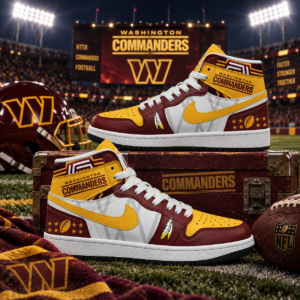 Washington Commanders Burgundy Gold Football Pride AJ1 High Top Shoes for Football Fans