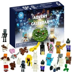 24-Day Pixel Building Block Advent Calendar for Kids – Christmas Countdown Character Figures