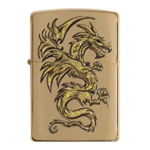 Golden Dragon Fantasy Art Windproof Lighter for Dragon Lovers