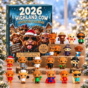 24-Day Highland Cow Advent Calendar with Mini Figurines – Christmas Countdown Gift