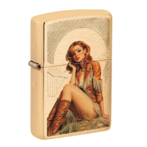 Vintage Western Pin Up Girl Windproof Lighter for Cowgirl Art Lovers