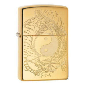 Yin Yang Dragon Tiger Gold Lighter for Martial Arts Fans