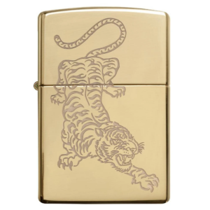 Golden Tiger Asian Art Windproof Lighter for Tiger Lovers